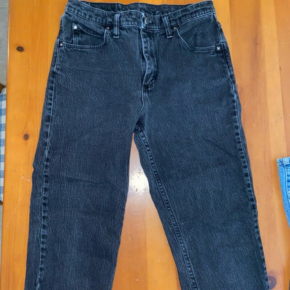 Black denim Riders Jeans cut off straight raw hem 90s pants punk vibe streetwear - Picture 7 of 12